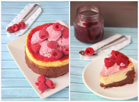 BROWNIE CHEESECAKE CON FRAMBUESAS BROWNIE CHEESECAKE CON FRAMBUESAS