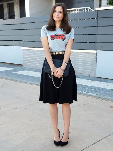 Black midi skirt