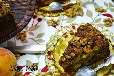 Coffee cake de melocotón y nueces