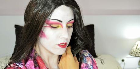 rubibeauty modern geisha facepaint makeup tutorial halloween 2014