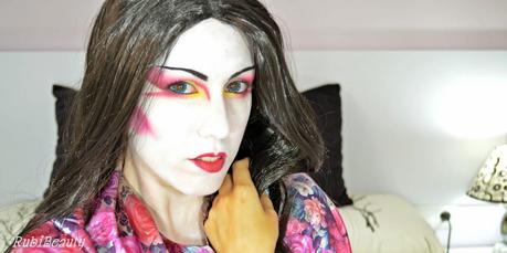 rubibeauty modern geisha facepaint makeup tutorial halloween 2014
