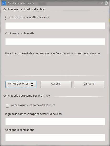 Como proteger documentos de LibreOffice con contraseña