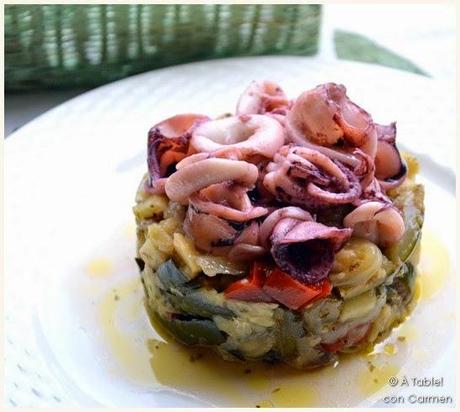 Timbal de Verduras con Chipirones