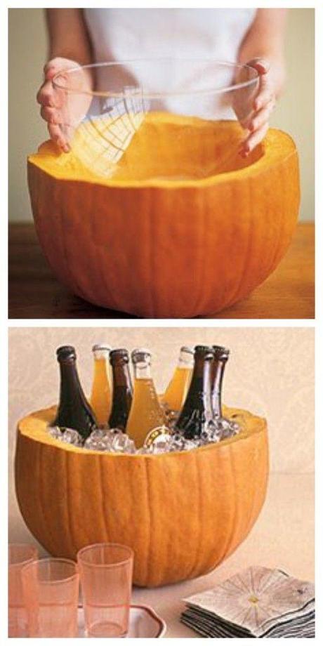 Carve a hole big enough in your pumpkin to hold a bowl for a mess-free punch station.