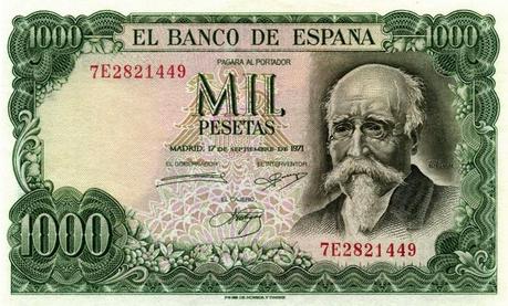 Billete de 1000 pesetas dedicado a José Echegaray