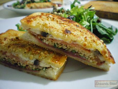 Sándwich de champis y avellanas Sándwich de champis y avellanas