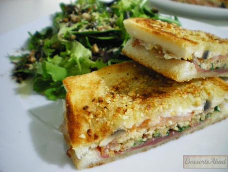 Sándwich de champis y avellanas Sándwich de champis y avellanas