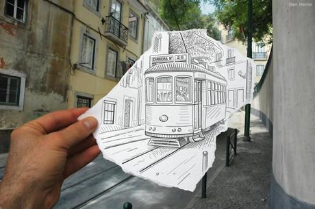 ben-heine-pencilvscamera-dibujo-tranvia-fotografía-estudio-noticias-totenart