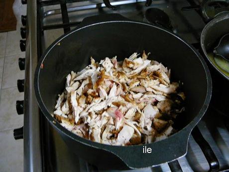 Pastas con crema de pollo y champiñons