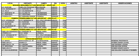 Horarios del fútbol ourensano (25 y 26 de Octubre)