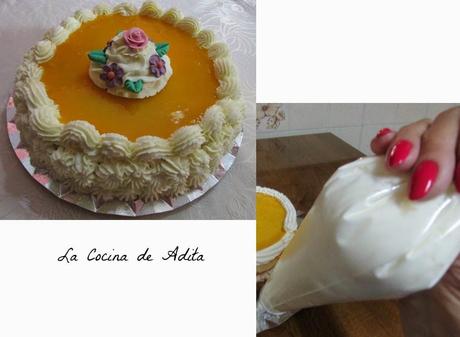 TARTA DE SAN MARCOS CON FLORES DE AZUCAR TARTA DE SAN MARCOS CON FLORES DE AZUCAR