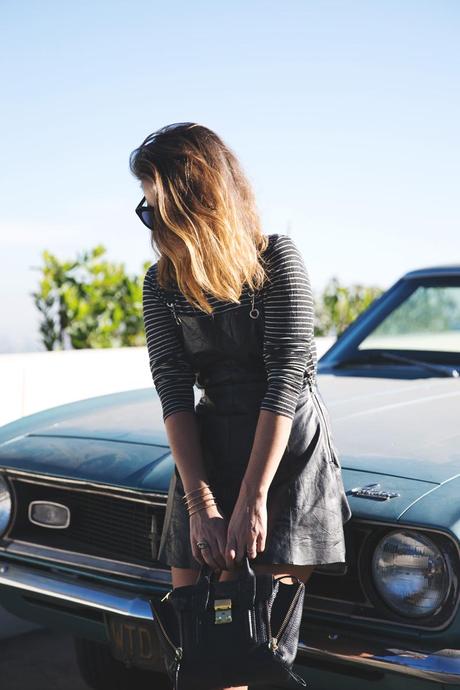 Hello Los Angeles! Los_Angeles-Travel-California-Leather_Jumpsuit-Striped_Top-Outfit-Street_style-20