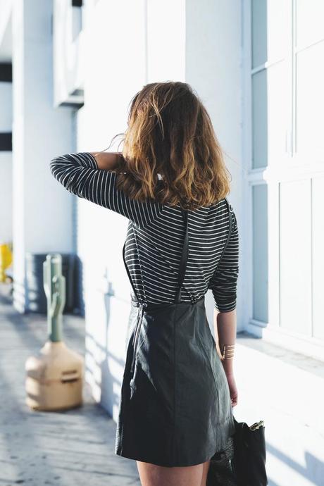 Hello Los Angeles! Los_Angeles-Travel-California-Leather_Jumpsuit-Striped_Top-Outfit-Street_style-45