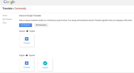 Google Translate Community page