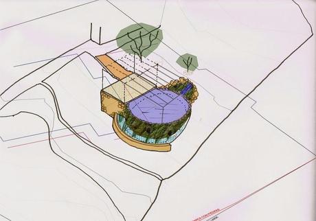Evolución del diseño de una piscina natural. Boceto piscina natural