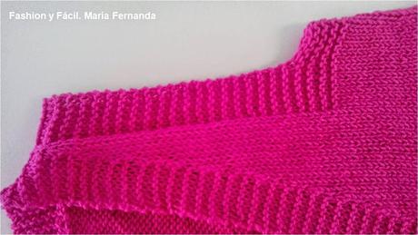 Chaleco de lana fucsia tejido a tricot fácil (An easy wool knitted fuchsia vest)