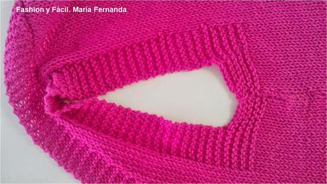 Chaleco de lana fucsia tejido a tricot fácil (An easy wool knitted fuchsia vest)