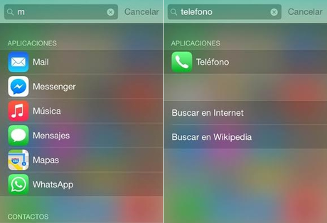 Trucos iOS 8: Cómo utilizar Spotlight para encontrar artículos y archivos Aplicaciones y contactos