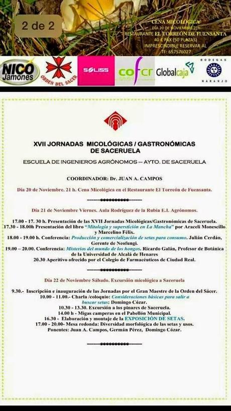 XVII Jornadas Micológicas-Gastronómicas de Saceruela