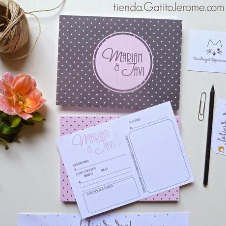 Fichas como libro de firmas para bodas colores rosa y negro