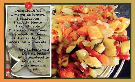 Lasaña de calabacín con verduras y morro. ETIQUETA LASAÑA_Fotor