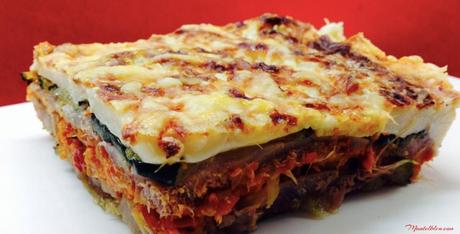 Lasaña de calabacín con verduras y morro. Lasaña de calabacín con verduras y morro.