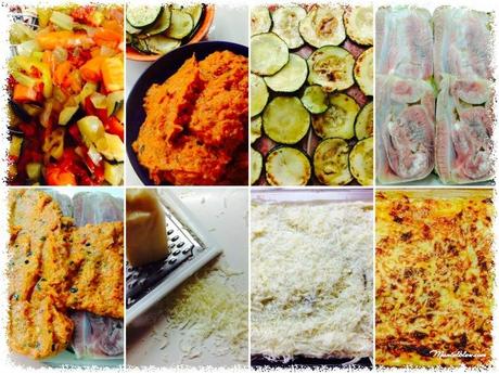 Lasaña de calabacín con verduras y morro. Lasaña de calabacín con morro y verduras elaboración_Fotor