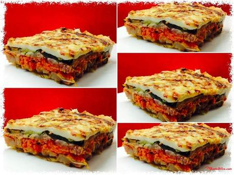 Lasaña de calabacín con verduras y morro. Lasaña de calabacines con morro y verduras 5 raciones_Fotor