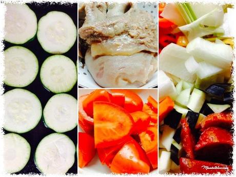 Lasaña de calabacín con verduras y morro. Lasaña de calabacín con morro y verduras Ingredientes_Fotor