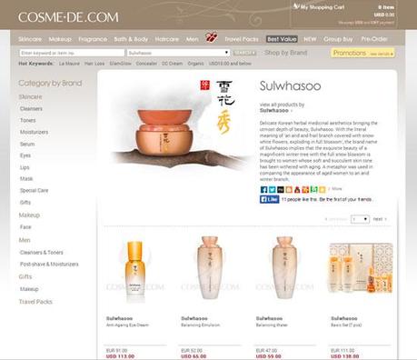 Timetreasure radiance foundation de Sulwhasoo pantallazo página de Cosme-De