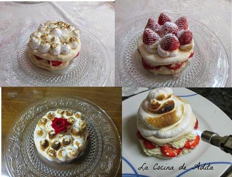 TARTITAS DE MERENGUE CON FRESON Y NATA TARTITAS DE MERENGUE CON FRESON Y NATA