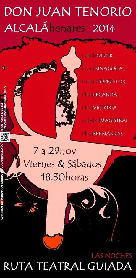 RUTAlcalá: Visitas teatrales guiadas Las Noches del Don Juan Tenorio de Alcalá de Henares 2mil14. Cartel conmemorativo de las rutas teatrales en el BlogTURISTAlcalá.