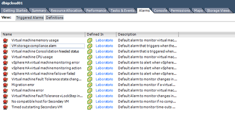 Personalizando alarmas en vmware Alarmas definidas en vmware por DBigDloud
