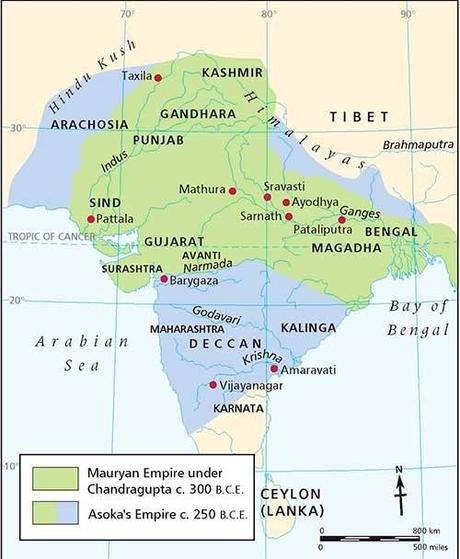 mapa imperio chandragupta y asoka