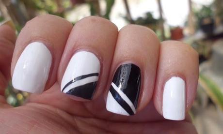 manicura blanca y negra