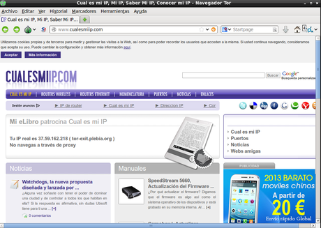 cualesmiip Navega con la IP de un país determinado usando Tor Browser