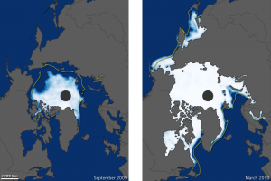 El frio Hielo Ártico y Antártico