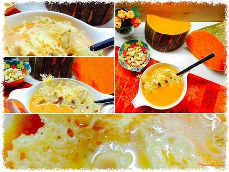 Sopa de calabaza con crujiente de queso y cacahuetes Sopa de calabaza con crujiente de queso con cacahuetes 3_Fotor