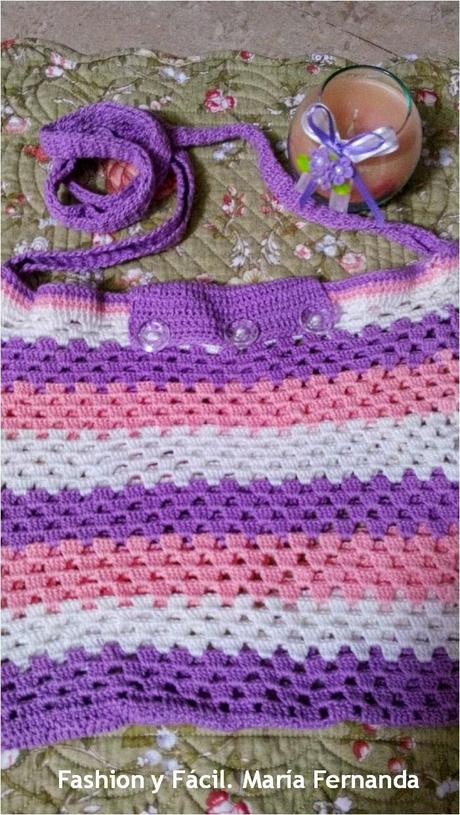 Cartera tejida bandolera a ganchillo al estilo Shabby chic (Crocheted purse with shabby chic style)