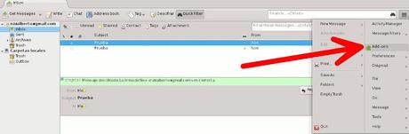 Como cifrar tus correos enviados con Thunderbird Thunderbird Add-ons menu