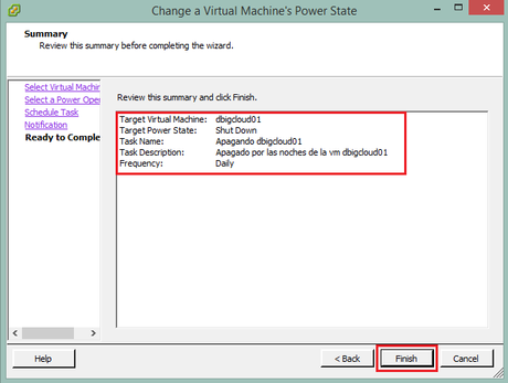 Programar tareas sobre una máquina virtual VMware Sumary task VMware por DBigCloud