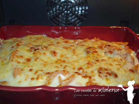 Macarrones con chorizo y gratinado de bechamel Macarrones con chorizo y gratinado de bechamel