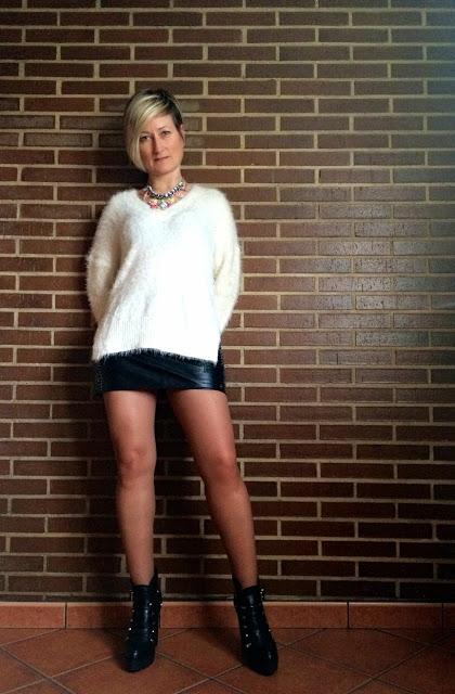 Sweater and leather skirt Sweater and leather skirt