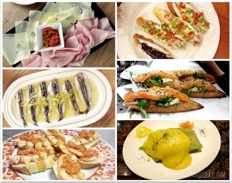 Variedad de pintxos típicos vascos que comimos en Sirimiri y otros lugares del casco viejo