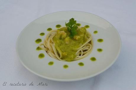 Tallarines en salsa verde y cilantro 3