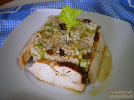 Pollo a la miel con arroz al apio Pollo a la miel con arroz al apio