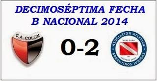 Colón:0 - Argentinos Juniors:2 (Fecha 17°) Colón:0 - Argentinos Juniors:2 (Fecha 17°)