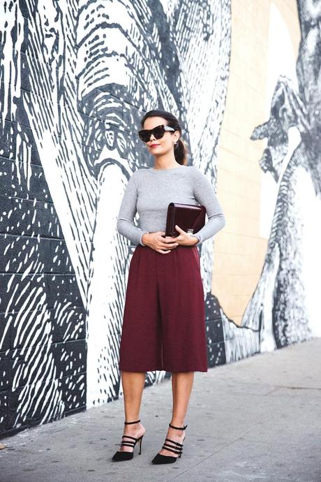 GRAFFITI CITY Burgundy_Culottes-Bucklet_Heels-Cropped_Top-Ponytail-Outfit-Los_Angeles-Street_Style-36