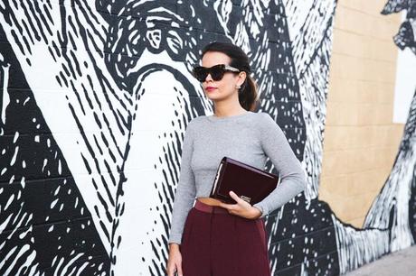 GRAFFITI CITY Burgundy_Culottes-Bucklet_Heels-Cropped_Top-Ponytail-Outfit-Los_Angeles-Street_Style-21
