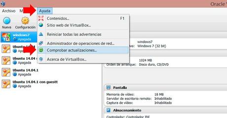 comprobar actualizaciones en virtualbox comprobar actualizaciones en virtualbox